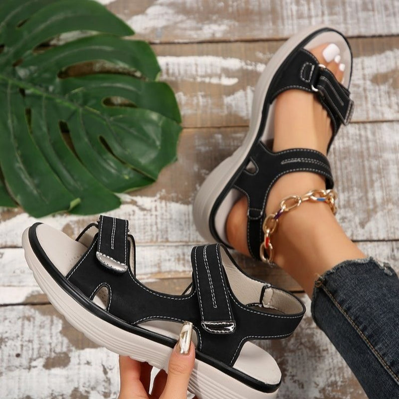 Casual Velcro-Design Sandals Summer Comfortable Fish Mouth Sports Sandals Women Lightweight Beach Shoes