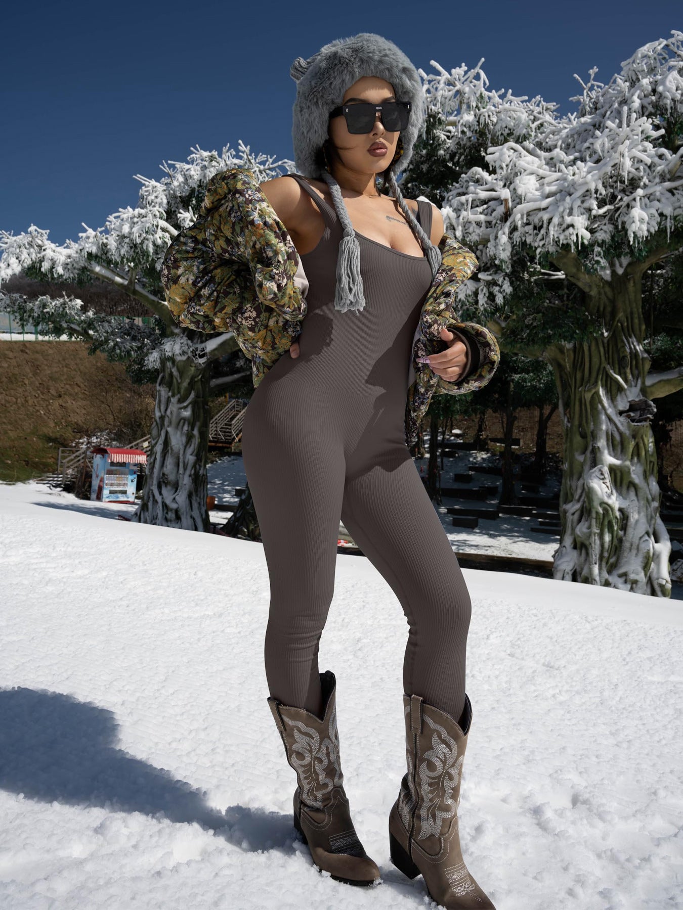 Women'S Suspender Tank Top Tights