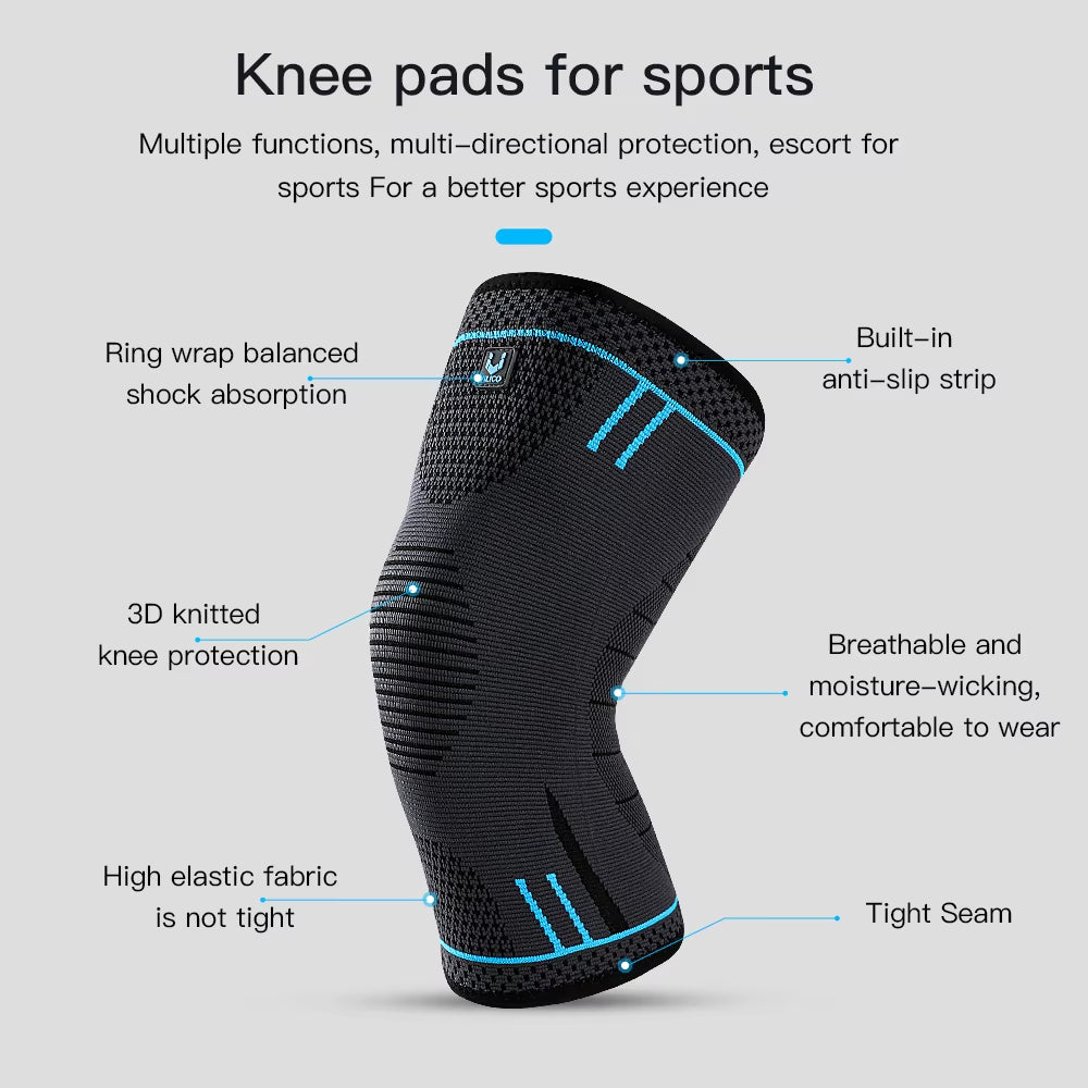 1 Pcs Compression Knee Support Sleeve Elastic Knee Pads Brace Springs Gym Sports Protector Basketball Hiking Leg Guards