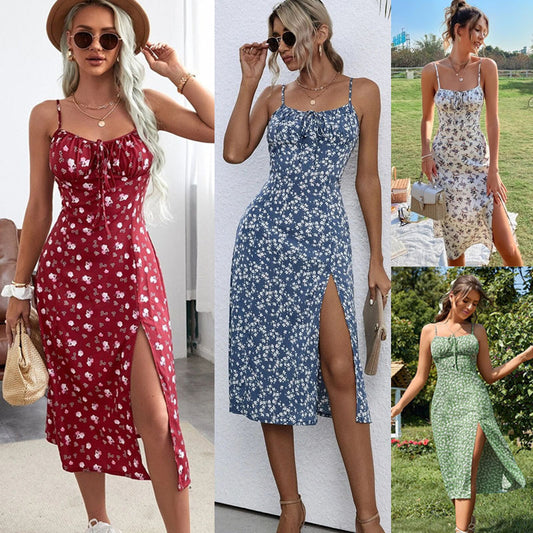 Summer New European and American Women'S Clothing Floral Commuter Elegant Dress
