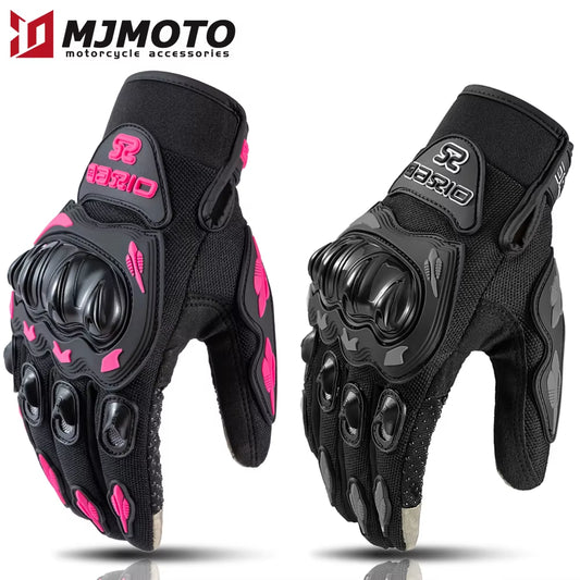 Lady'S Pink Black Motorcycle Gloves Women Summer Mesh Breathable Motocross Motorbike Moto Racing Gloves Touch Screen Gloves Men