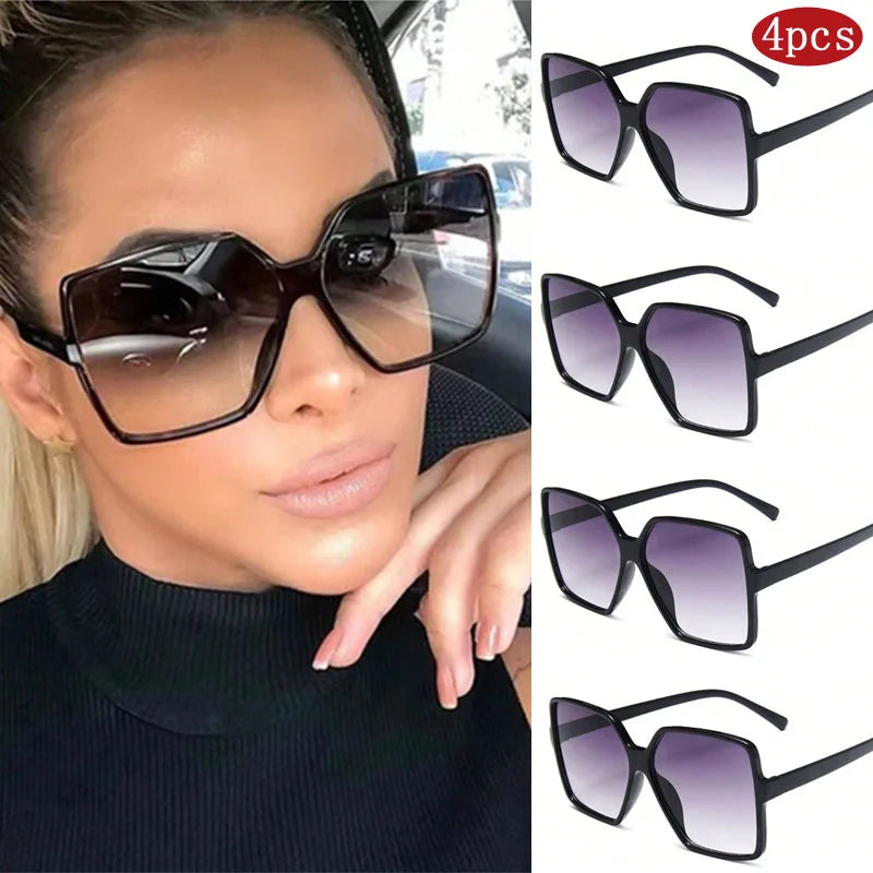 1/3/4/5Pcs Oversize Square Sunglasses Women Fashion Luxury Brand Personlity Gradient Sun Glasses Female Outdoor Shades Oculos