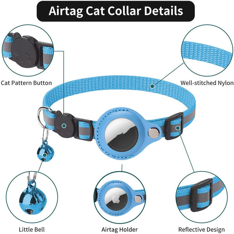 Pet Collar with Bell Airtag Reflective Collar