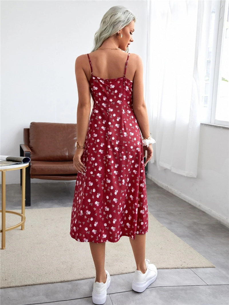 Summer New European and American Women'S Clothing Floral Commuter Elegant Dress