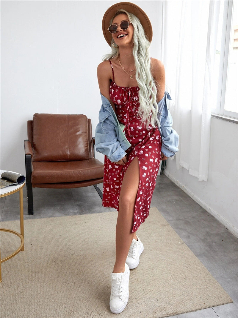 Summer New European and American Women'S Clothing Floral Commuter Elegant Dress