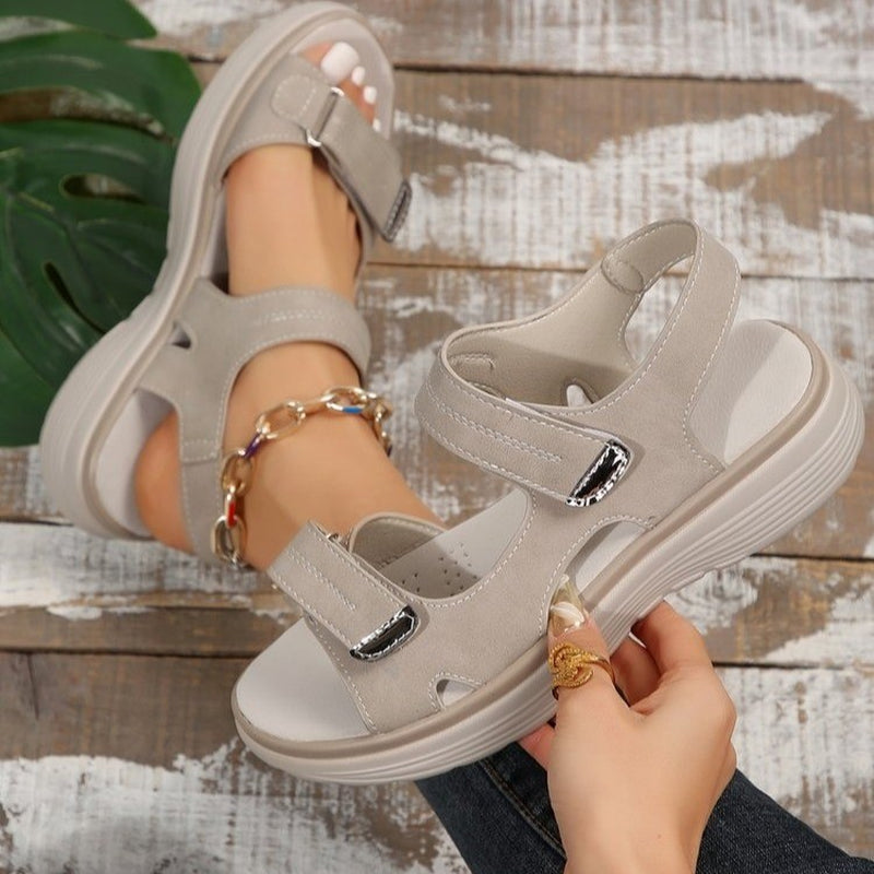 Casual Velcro-Design Sandals Summer Comfortable Fish Mouth Sports Sandals Women Lightweight Beach Shoes
