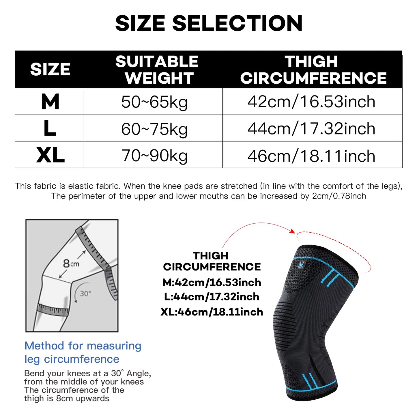 1 Pcs Compression Knee Support Sleeve Elastic Knee Pads Brace Springs Gym Sports Protector Basketball Hiking Leg Guards