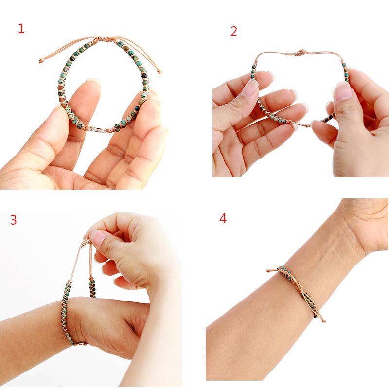 Classic Heart Shape Charm Bracelets Amazonite String Braided Macrame Wristband Teengirls Wrap Bracelet Femme Women Jewelry